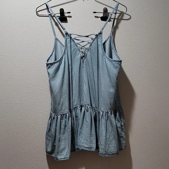 COPY - LOVE STITCH TANK TOP CRISS CROSS SLEEVELESS HIGH NECK BLUE WOMENS MEDIUM… - Picture 12 of 12
